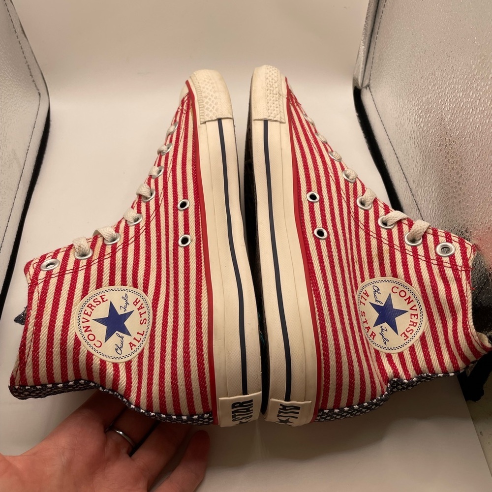 Converse All Star Red and White Striped High-Top Sneakers size 9 women - Picture 7 of 9